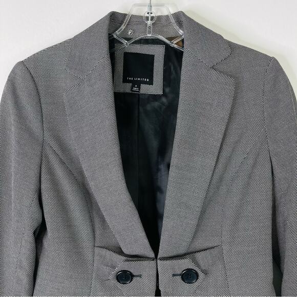 The Limited black white polka dot preppy button office crop academia blazer 0 - Picture 2 of 8